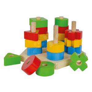 Dřevěná skládačka věž Stacking Toy Eichhorn s 5 různými barevnými tvary 21 dílů od 12 měsíců