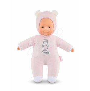 Panenka medvídek Sweet Heart Pink Bear Corolle s modrýma očima a snímatelnou kapucí s oušky 30 cm růžová od 9 měs