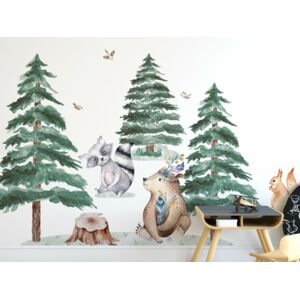 Yokodesign Set - nálepky Lesní království - Zvířátka s medvědem, zimní stromky