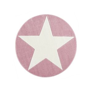 Livone Dětský kulatý koberec - Hollywood Star barva: růžová x bílá, Velikost: průměr 133