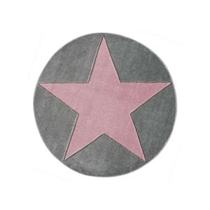 Livone Dětský kulatý koberec - Hollywood Star barva: šedá x růžová, Velikost: průměr 160