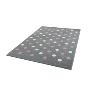 Livone Dětský koberec - stříbrnošedý s puntíky barva: stříbrnošedá-růžová, rozměr: 160 x 230 cm