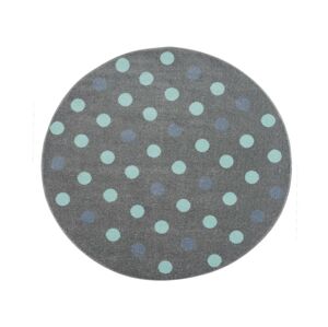 Livone Dětský koberec kulatý - stříbrnošedý s puntíky barva: stříbrnošedá-mátová, rozměr: 160 cm