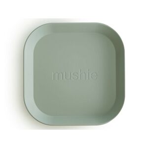 Mushie Dětský talíř hranatý - 2 ks barva: pastelově zelená
