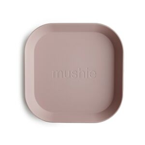 Mushie Dětský talíř hranatý - 2 ks barva: růžová