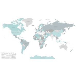 Yokodesign Tapeta Mapa světa modrá Délka: 270 cm