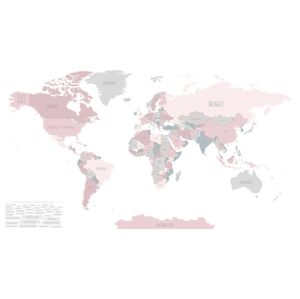 Yokodesign Tapeta Mapa světa růžová Délka: 250 cm