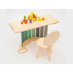 ELIS DESIGN Set - dětský stoleček z Montessori houpačky 6in1 smile blue s židličkou