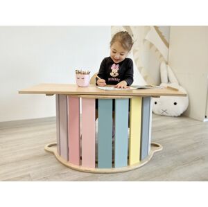 ELIS DESIGN Set - dětský stoleček z Montessori houpačky 6in1 smile pastel s židličkou