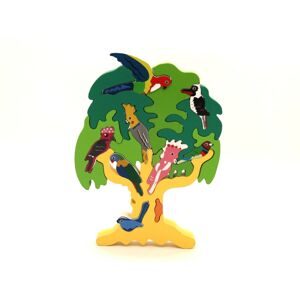 Dřevěná hračka Dřevěné puzzle - Strom s exotickými ptáčky