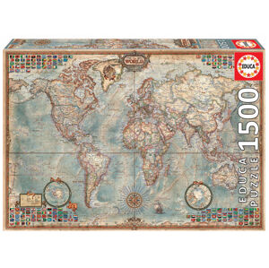 Educa Puzzle Politická mapa světa 1 500 dílů 16005 barevné