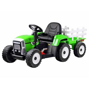 mamido Elektrický traktor s vlečkou T2 zelený 12V7Ah EVA kola