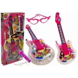 mamido Sada dětské kytary s mikrofonem a brýlemi růžová