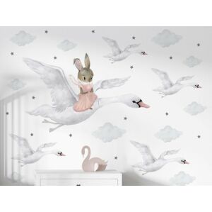 Vyrobeno v EU Nálepka na zeď - Králičí holčička na labuti