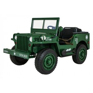 mamido Dětský elektrický Jeep Willys 4x4 třímístný zelený