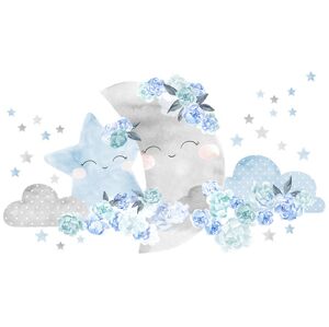 Pastelowe Love Nálepka na zeď - zasněný měsíc barva: Modrá