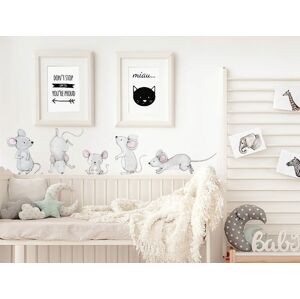Pastelowe Love Nálepka na zeď - zvířátka - myší rodinka