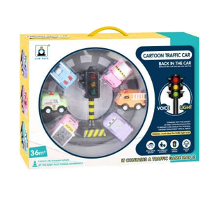 mamido Dětská sada aut s hrací podložkou a interaktivním světelným semaforem