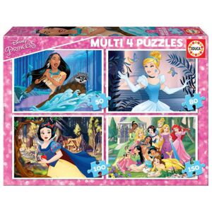 Puzzle Multi 4 Disney Princess Educa 50-80-100-150 dílků od 5 let