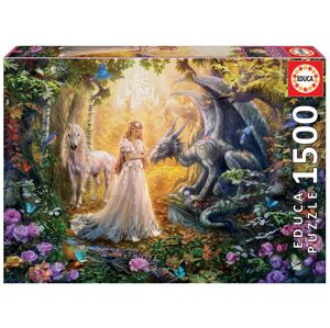Educa puzzle Dragon, Princess and Unicorn 1500 dílků a fix lepidlo 17696
