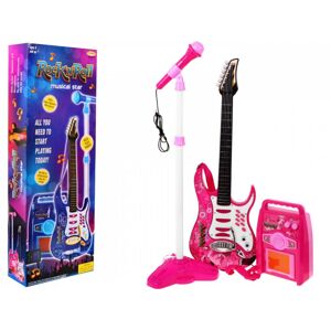 mamido Dětská elektrická kytara růžová