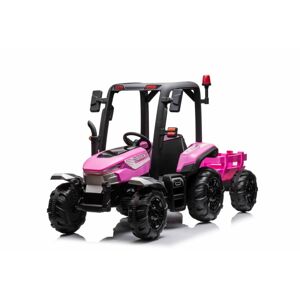 mamido Dětský elektrický traktor s přívěsem BLT růžový
