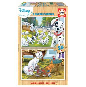 Dřevěné puzzle pro děti Disney zvířátka Educa 2 x 25 dílů