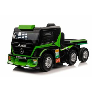 mamido Dětský elektrický kamion Mercedes Axor LCD MP4 s návěsem zelený