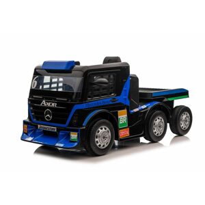 mamido Dětský elektrický kamion Mercedes Axor LCD MP4 s návěsem modrý