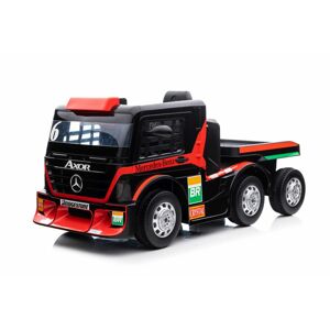 mamido Dětský elektrický kamion Mercedes Axor LCD MP4 s návěsem červený