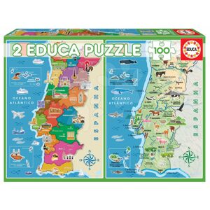Puzzle Distritos Mapa Portugalska Educa 2 x 100 dílků od 6 let