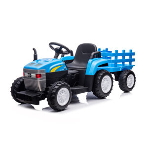 mamido Dětský elektrický traktor New Holland s přívěsem modrý