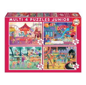 Puzzle Multi 4 Junior Park atractions+Children's party Educa 20-40-60-80 dílků od 4 let