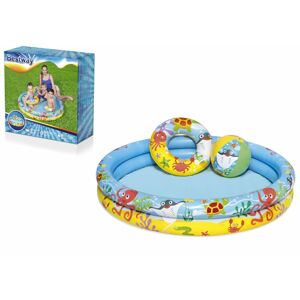 Bestway Bestway Dětský bazén na zahradu s nafukovacím míčem a plavacím kruhem mořský svět