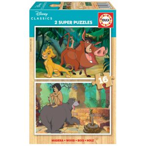 Dřevěné puzzle Disney Classics Jungle Book Educa 2 x 16 dílků