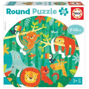 Puzzle pro nejmenší kulaté The Jungle Round Educa zvířátka v džungli 28 dílů 48 cm průměr