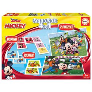 Puzzle domino a pexeso Mickey and Friends Disney Superpack Educa 2 x 25 dílků