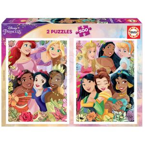Puzzle Disney Princess Educa 2 x 500 dílků a Fix lepidlo