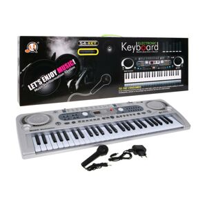 Mamido Mamido Dětský keyboard s mikrofonem nahráváním USB stříbrný MQ824USB