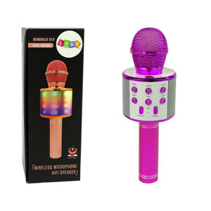 mamido Bezdrátový mikrofon USB reproduktor nahrávání karaoke model růžový