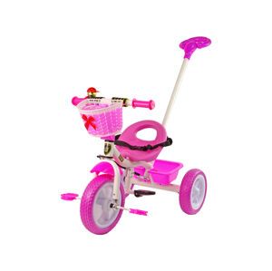 mamido Dětská tříkolka s vodící tyčí PRO100 růžová