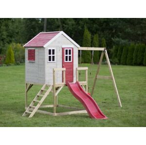Wendi Toys Dětský zahradní domeček a hřiště (houpačka + skluzavka) barva: červená