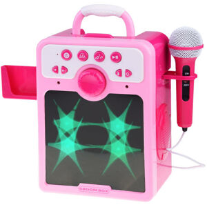 mamido Hudební reproduktor pro děti s mikrofonem růžový