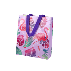 mamido Dárková taška Flamingo 30,5cm x 24,5cm x 10cm fialová