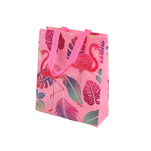 mamido Dárková taška Flamingo 30,5cm x 24,5cm x 10cm růžová