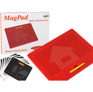 mamido Magnetická tabule MagPad s kuličkami a šablonami červená