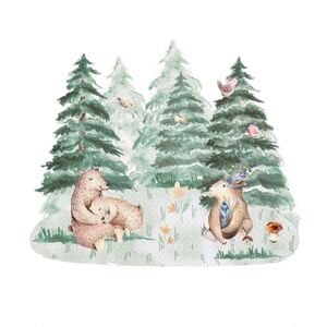 Yokodesign Nálepka na zeď - zvířátka, usínání v lese s medvědy Velikost: velká - L