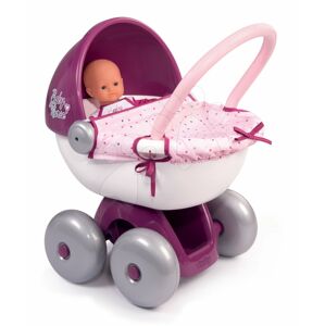 Hluboký kočárek s textilem Violette Baby Nurse Smoby s tichým chodem a ergonomickou 55 cm vysokou rukojetí od 18 měsíců