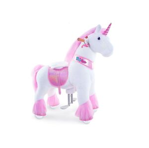 PonyCycle Mechanický jezdící kůň (na kolečkách) pro děti - jednorožec růžový varianta: Velikost 4
