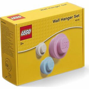 LEGO® věšák na zeď, 3ks - bílá, světle modrá, růžová